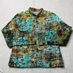 VTG 90s Y2K Analogy Womens Multicolor Abstract Artsy Bohemian Jacket Size Large